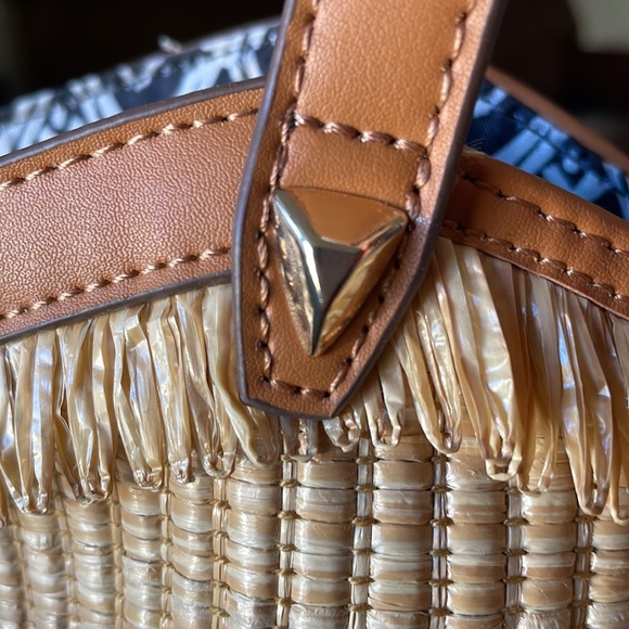 New! Stella & Dot Large Straw Tassel Riviera Tote Woven Boho Western Accent Bag - Picture 7 of 10